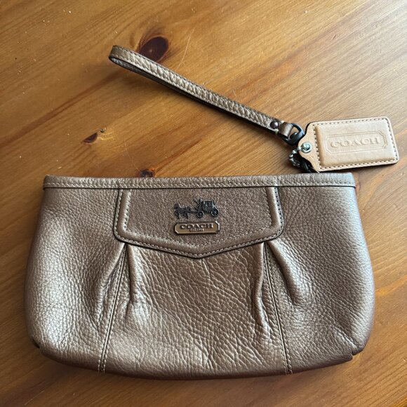 Coach Handbags - EUC Coach Bronze Metallic Zip Top Wristlet/Clutch 9 in Long x 5.5 in Wide